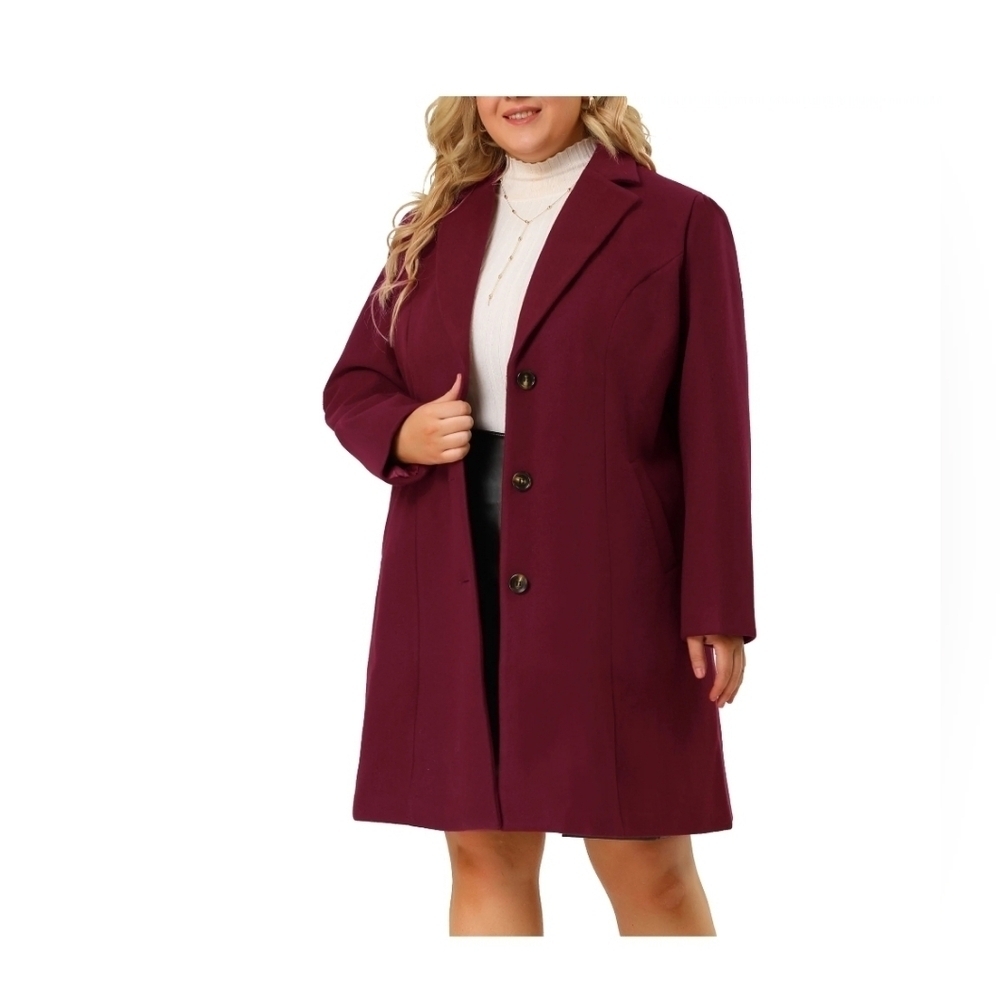 Red Tailored Trench Coat with Knee Length and Relaxed FitAgnes Orinda Women's